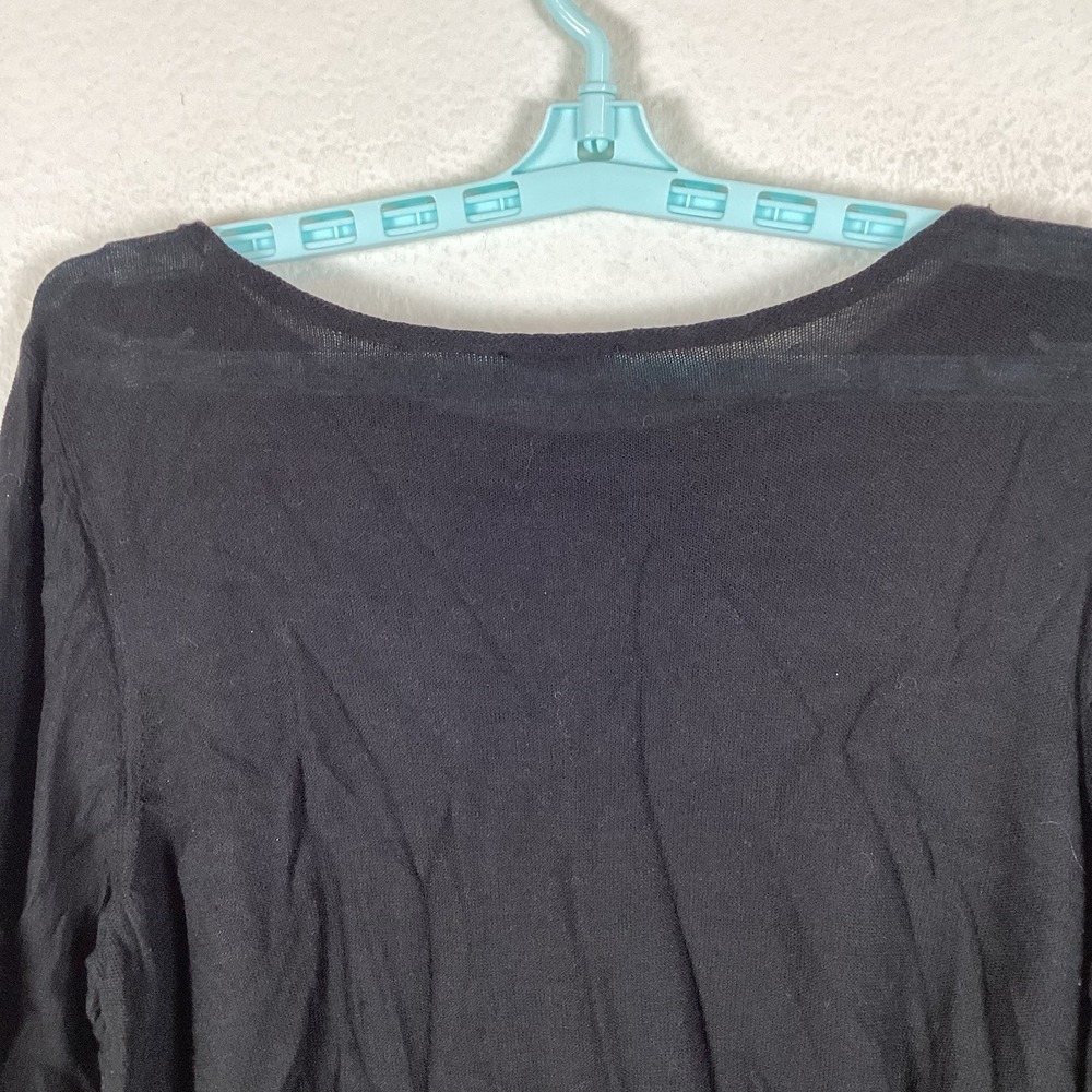 J.Jill Womens Sweater Sz L Large Petite 3/4 Sleeve Solid Black Excellent - Picture 7 of 7